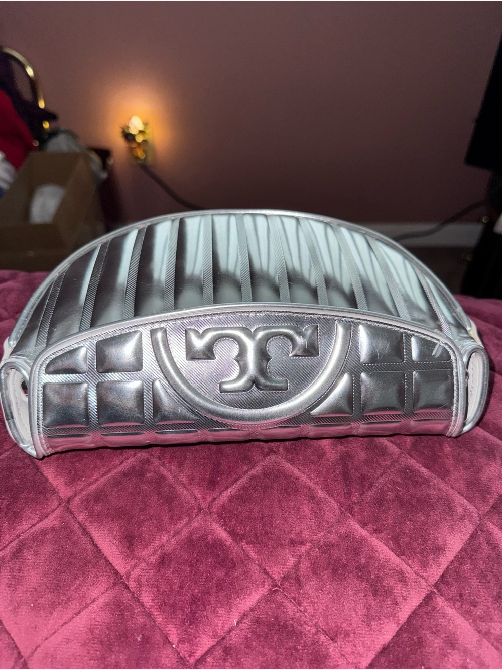 Tory Burch Metallic silver 1/2 moon Fleming. - Picture 6 of 8